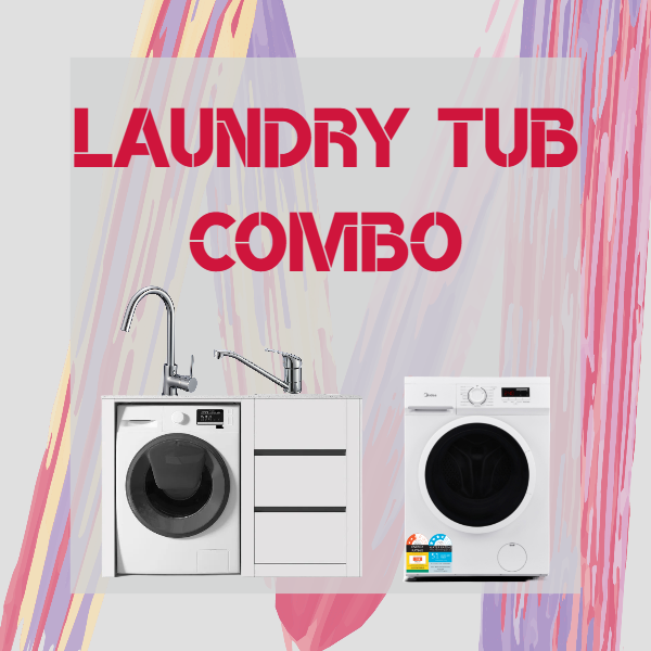1300mm White Laundry Tub + Washing Machine + Basin Mixer Combo Midea