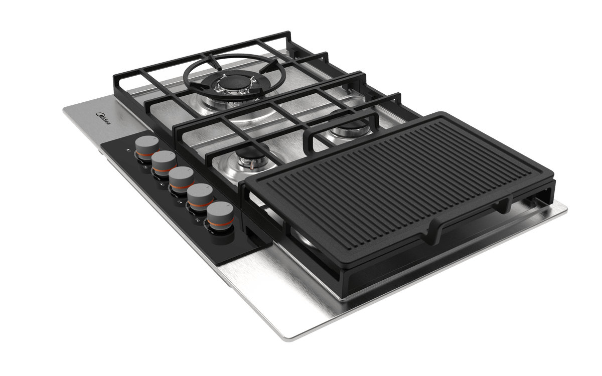 Midea 75cm 4 Burner Gas Hob Stainless Steel with Grill Plate 75SP021